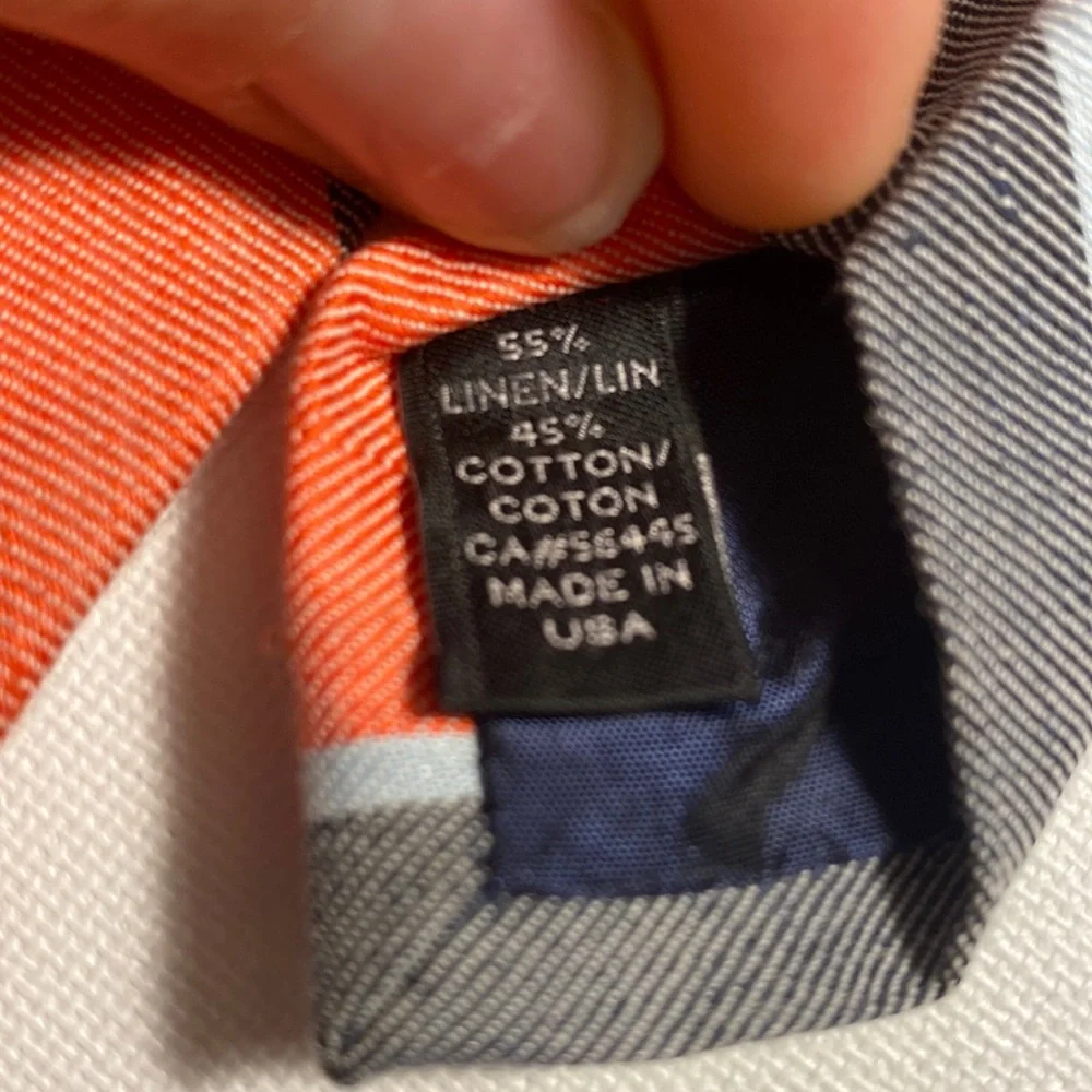 J. Crew Orange and Gray Striped Linen/Cotton Tie